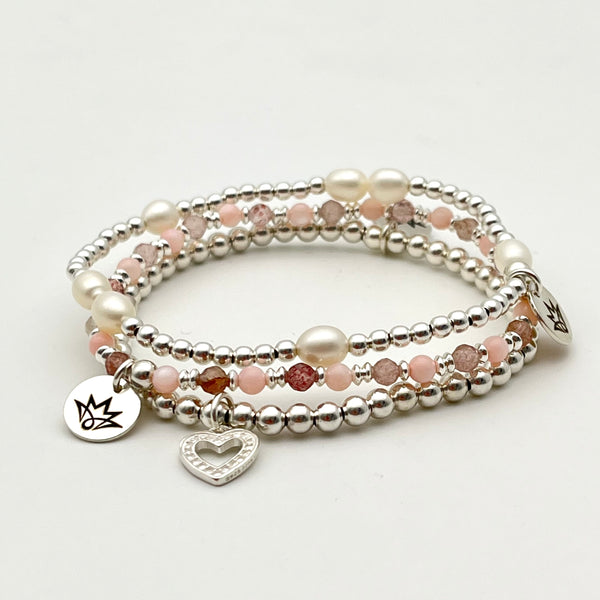 Kugelarmband aus 925 Silber mit Süßwasserperlen