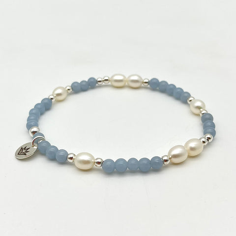 Angelith Armband mit Süßwasserzucht-Perlen