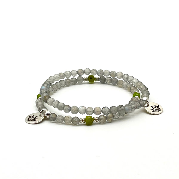 Armband-Set aus Labradorith und Serpentin