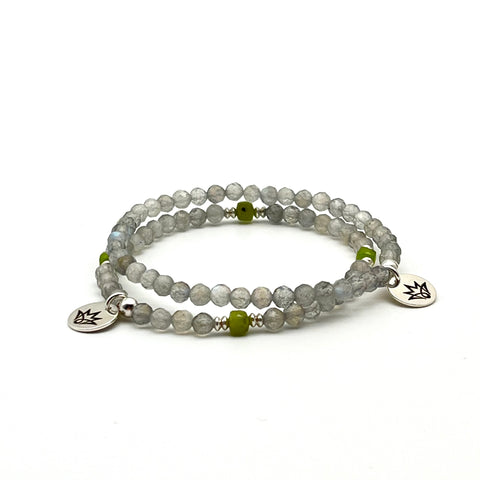 Armband-Set aus Labradorith und Serpentin