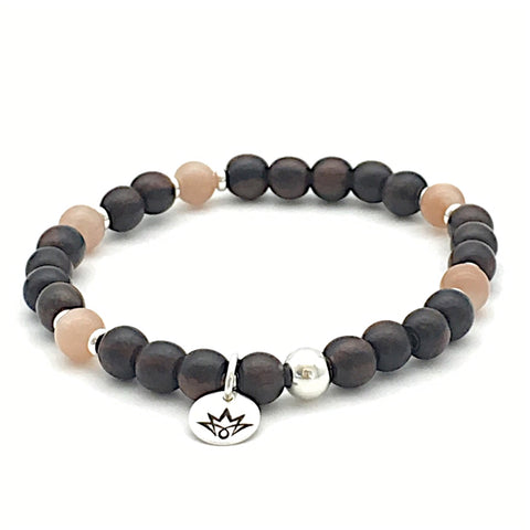 Ebenholz Armband mit Mondsteinen