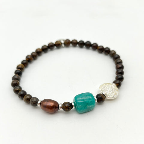Bronzit Armband mit Amazonit