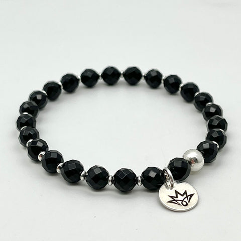 Onyx Armband mit 925 Sterling Silber