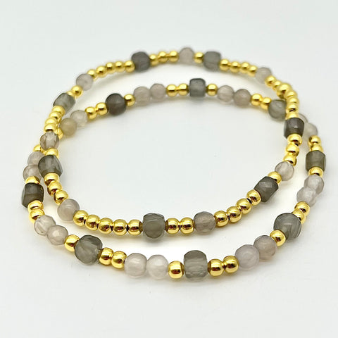 Armband-Set aus Mondstein und Achat