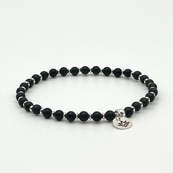 Armband-Set aus Onyx und 925 Silber-Details