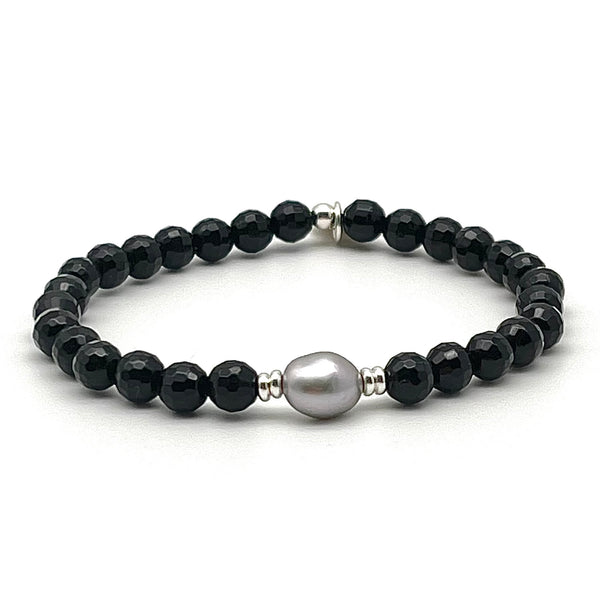 Onyx Armband mit Süßwasser-Zuchtperle