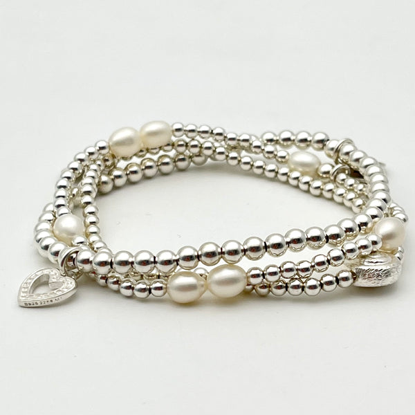 Kugelarmband aus 925 Silber mit Süßwasserperlen