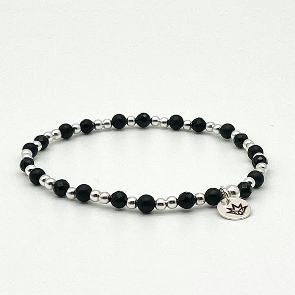 Armband-Set aus Onyx und 925 Silber-Details