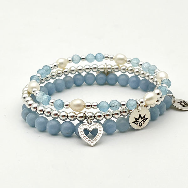 Aquamarin Armband mit Süßwasserperlen