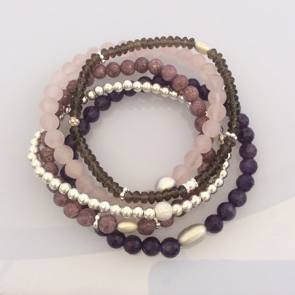 Rauchquarz Armband mit 925 Silber