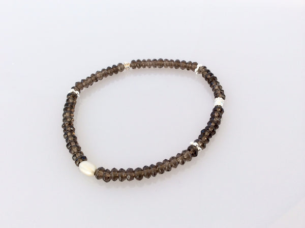 Rauchquarz Armband mit 925 Silber