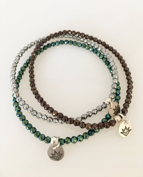 Hämatit Armband - grün mit 925 Silber